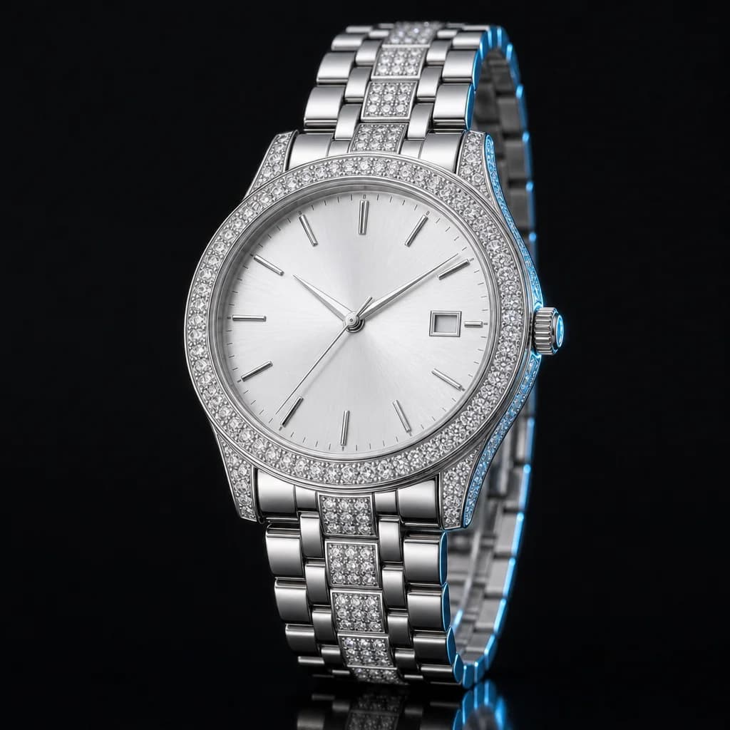 Blizzard Whiteout — Silver & Gold Iced-Out Watch